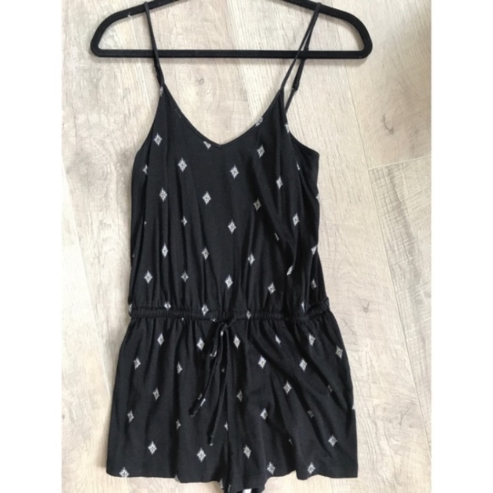 Aeropostale Cinched Waist Black Cotton Romper